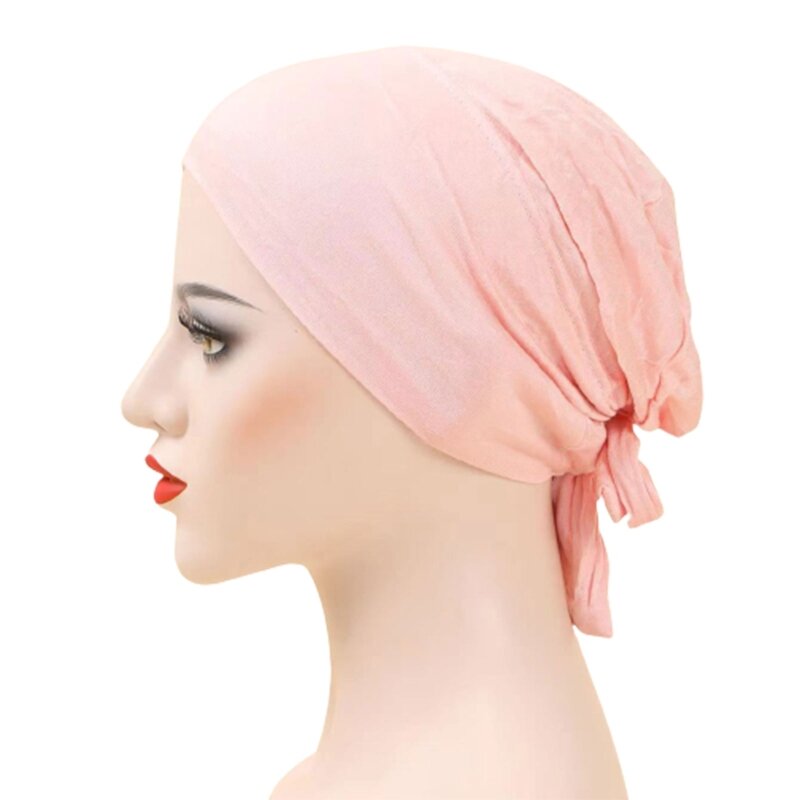 متعدد الألوان شريط مطاطي الحجاب قابل للتعديل مشروط عمامة مسلمة للسيدات الإناث N7YD