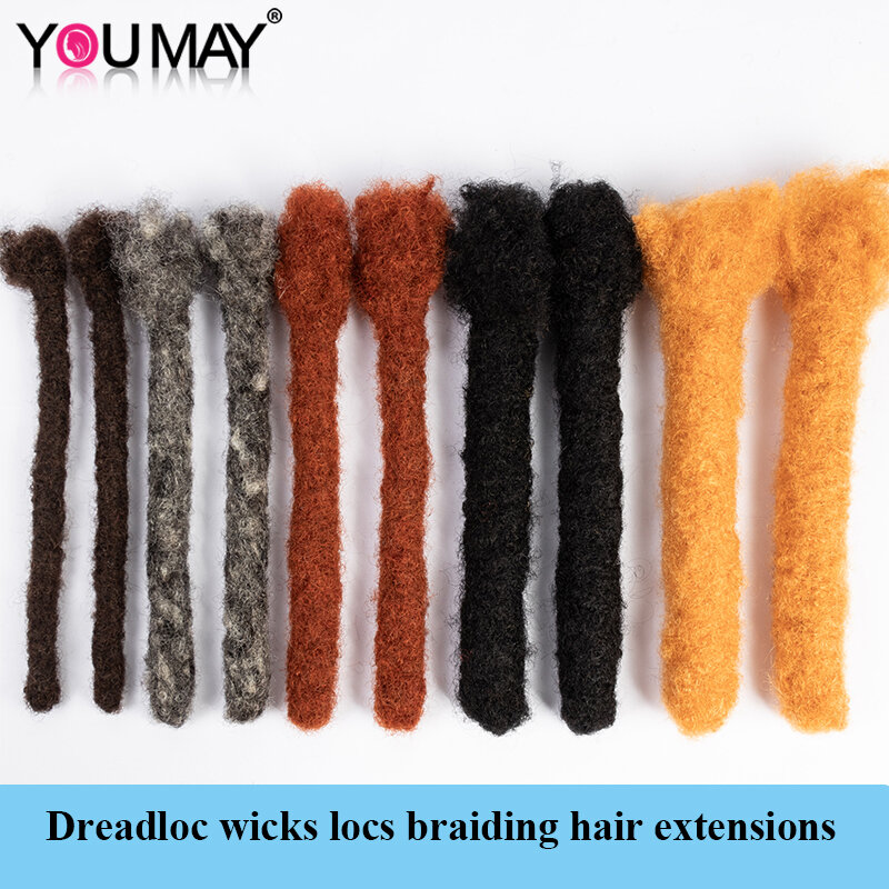 Dreadlock Braiding Hair Extensions, Real cabelo humano Wicks, Crochet Style, 4cm