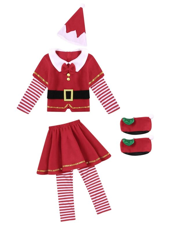 Santa Claus Elf Costume for Family, Unisex, Vermelho, Ano Novo, Natal, Adulto, Homens, Menino, Crianças, Meninas, Mulheres