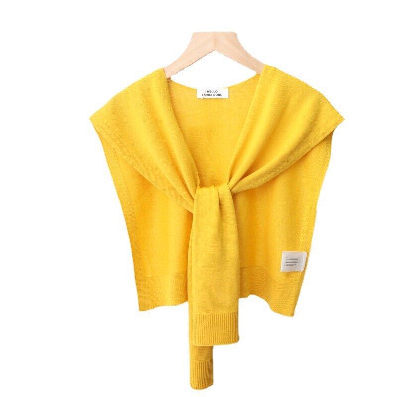 Korean Summer Air Conditioning Fake Collar Neck Guard Scarf Female Knit Thin Autumn Knotted Cape Sunscreen Shawl For Women