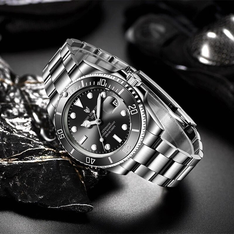 2024 Lige นาฬิกาข้อมือกลไกสำหรับผู้ชาย, นาฬิกาข้อมืออัตโนมัติหรูหรานาฬิกาสแตนเลสสตีลนาฬิกาสำหรับผู้ชาย relogio masculino