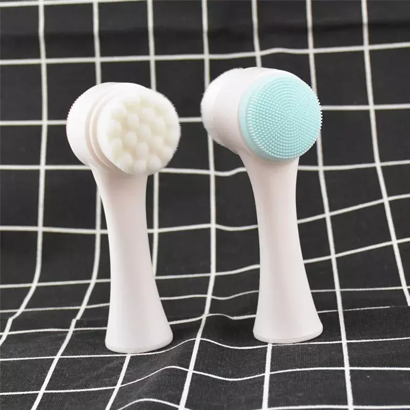 1PC Double-Sided Silicone Facial Cleansing Brush Massager for Face Blackhead Exfoliating Removal Brush Makeup Skin Care Tool