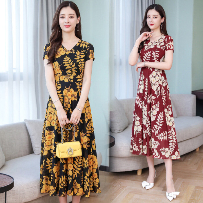 2024 Frühling/Sommer neue kurz ärmel ige Damen bekleidung mittleren Alters koreanische Ausgabe locker und schlanker großer Modrock
