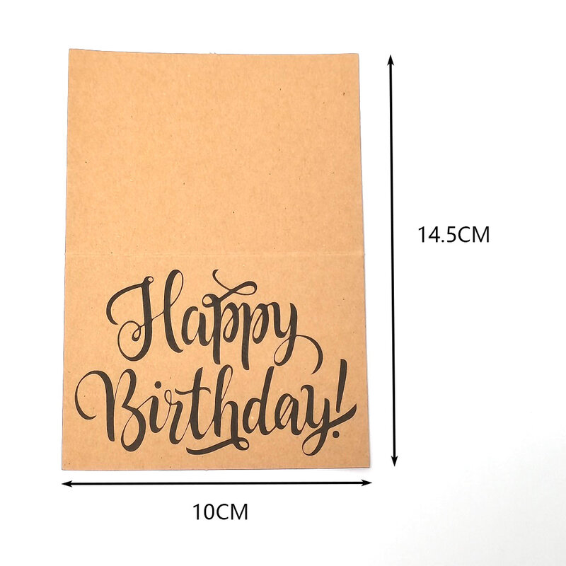 10PCS Brown Simple Thank You Packaging Standable Cards For Birthday Party Packages Supplies English Text Happy Birthday