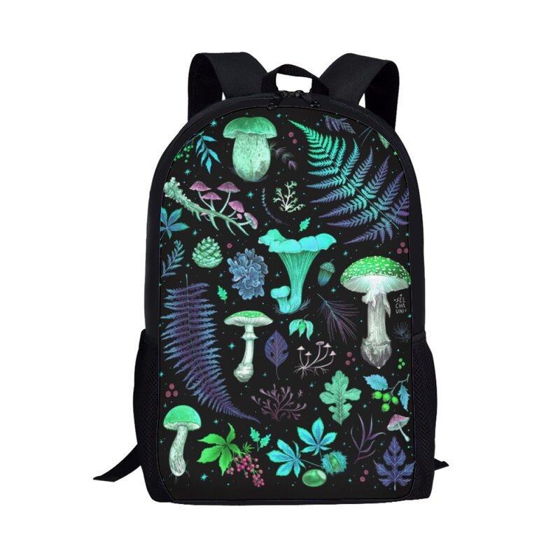 Mochila para mulheres com impressão de cogumelos 3D, mochila para meninas adolescentes, mochila para laptop, sacolas casuais, mochila para estudante universitário