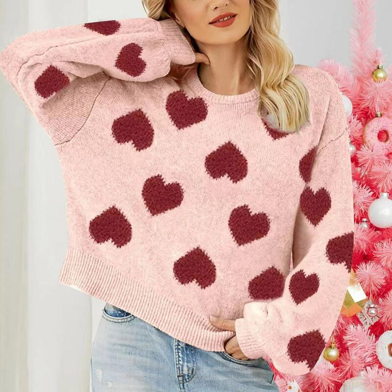 2024 wiosenny nowa miłość wzór dzianiny damski sweter pulower z okrągłym dekoltem