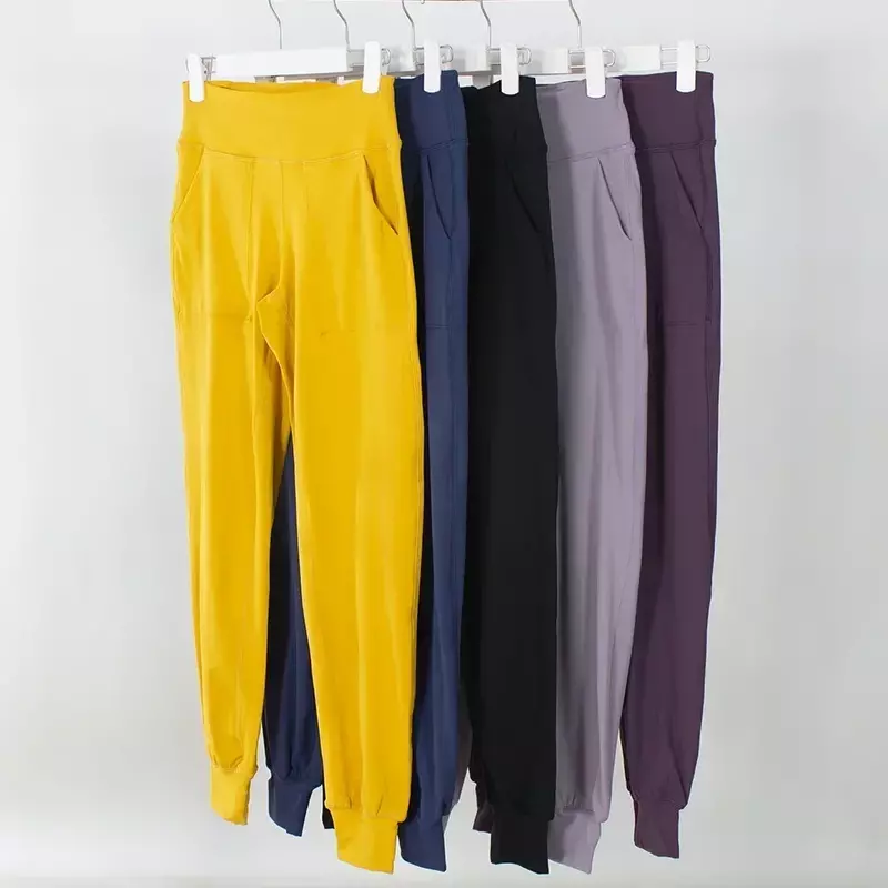 Женские свободные эластичные штаны Lulu с высокой талией для бега, предназначенные для удобства, повседневные штаны для фитнеса и йоги, спортивные штаны для бега в тренажерном зале