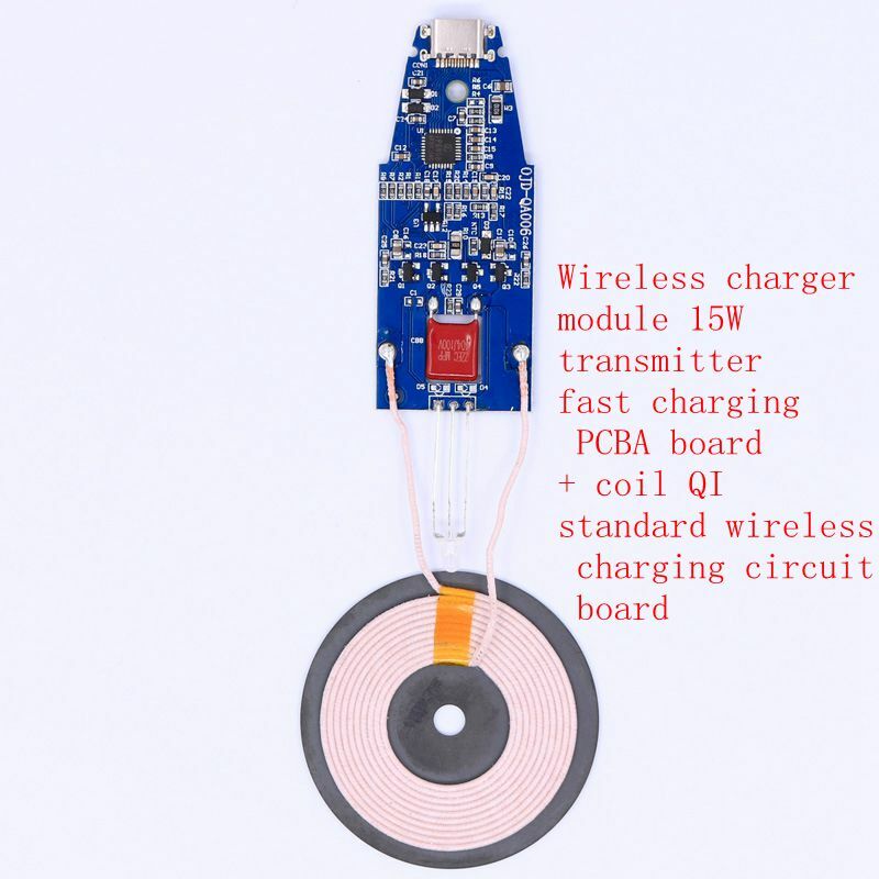 Wireless charger module 15W transmitter fast charging PCBA board + coil QI standard wireless charging circuit board