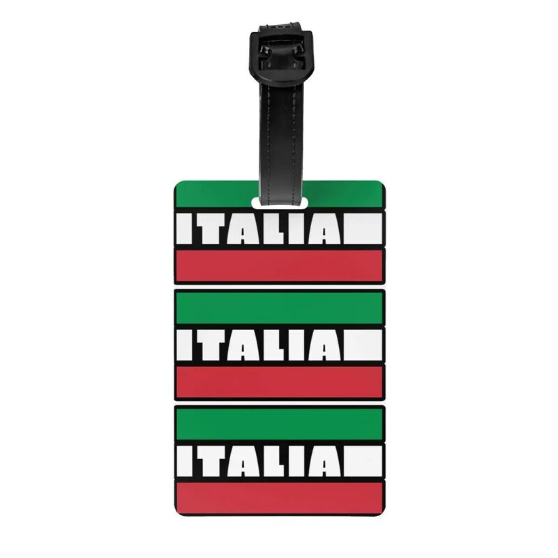 Etiqueta de equipaje personalizada con bandera italiana con tarjeta de nombre, cubierta de privacidad, etiqueta de identificación, bolsa de viaje, Maleta