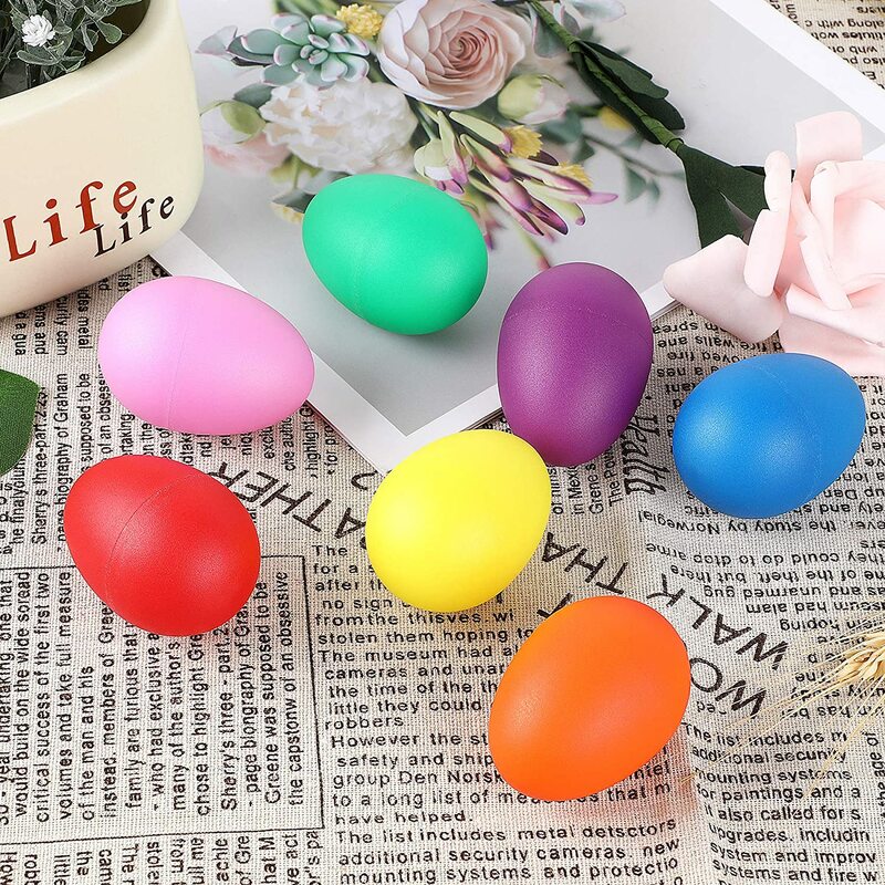 20pcs Plastic Percussion Maracas Shaker Musical Sound Egg Colorful Musical Instrument Baby Toddler Instrument Early Learning Toy