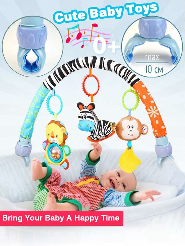 Baby Travel Play Arch Detachable Activity Musical Animal Toys Mobile for Bassinet Crib Stroller Pram Car Seat Mobiles Rattles BB