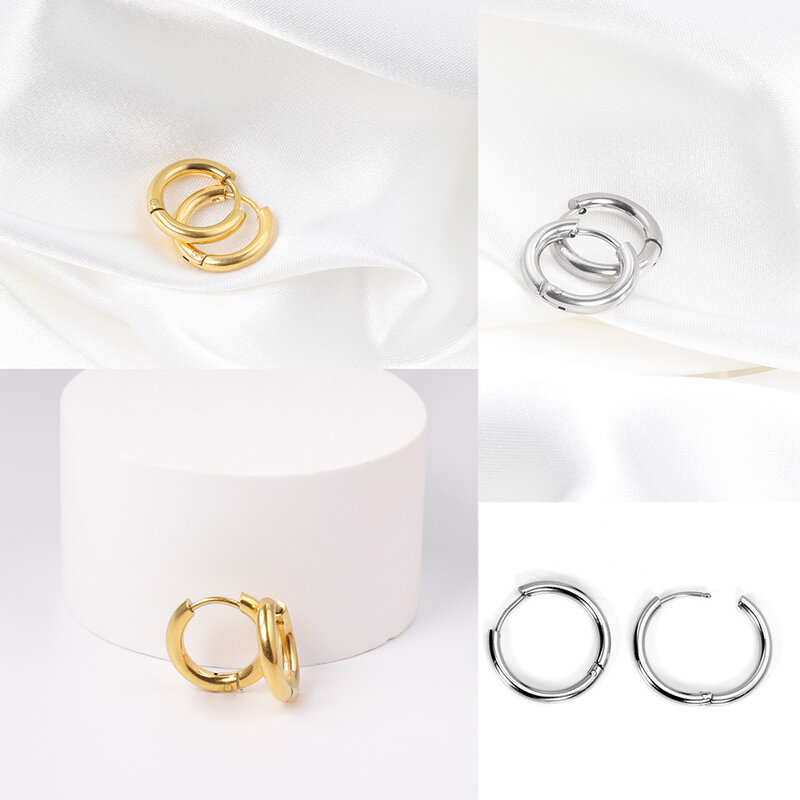 Luxsteel – 1 paire/2 pièces de petites boucles d'oreilles pour femmes et hommes, anneaux ronds en acier inoxydable, couleur argent, Anti-allergie, 2023