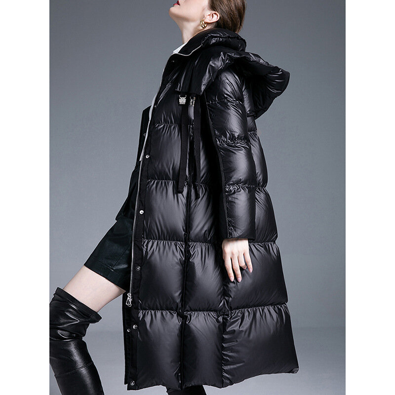 여성용 화이트 덕 다운 재킷, 두꺼운 보온성, 루즈핏 패션 재킷, 겨울 신상 스타일