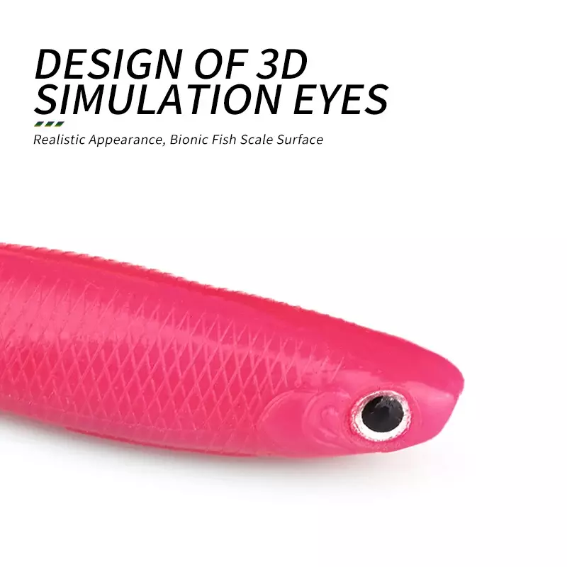 Ardea miękka przynęta 5 sztuk 95mm/5.9g 3D oczy silikonowe robak sztuczne ryby kształt przynęty Wobblers kaczka Palm ogon łopatki sprzęt do połowu okoni