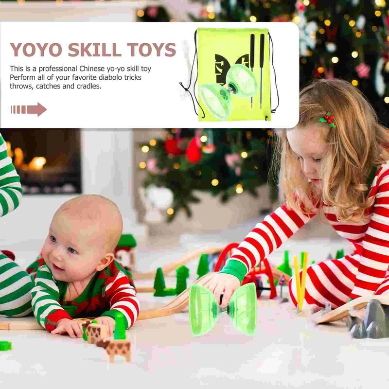 Diabolo-Juego de juguetes profesionales para niños pequeños, de doble cabeza juguete, doble extremo, yo-yo, plástico, clásico, Chino