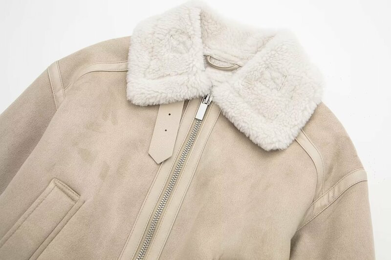 Frauen Mode zweiseitig dicke warme Winter pelz Kunstleder kurz geschnittene Jacke Mantel Vintage Langarm weibliche Oberbekleidung schicke Tops
