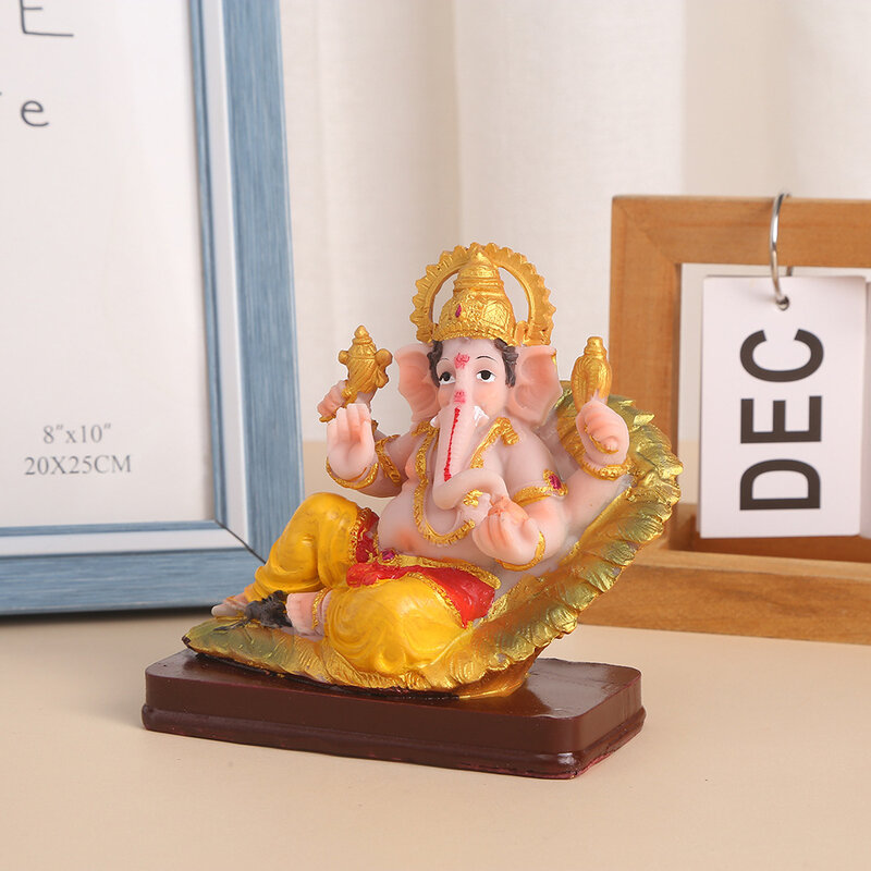 Handmade indiano Elefante Deus Tabletop, resina ornamento, tailandês Elefante Trace, impressão a cores, novo