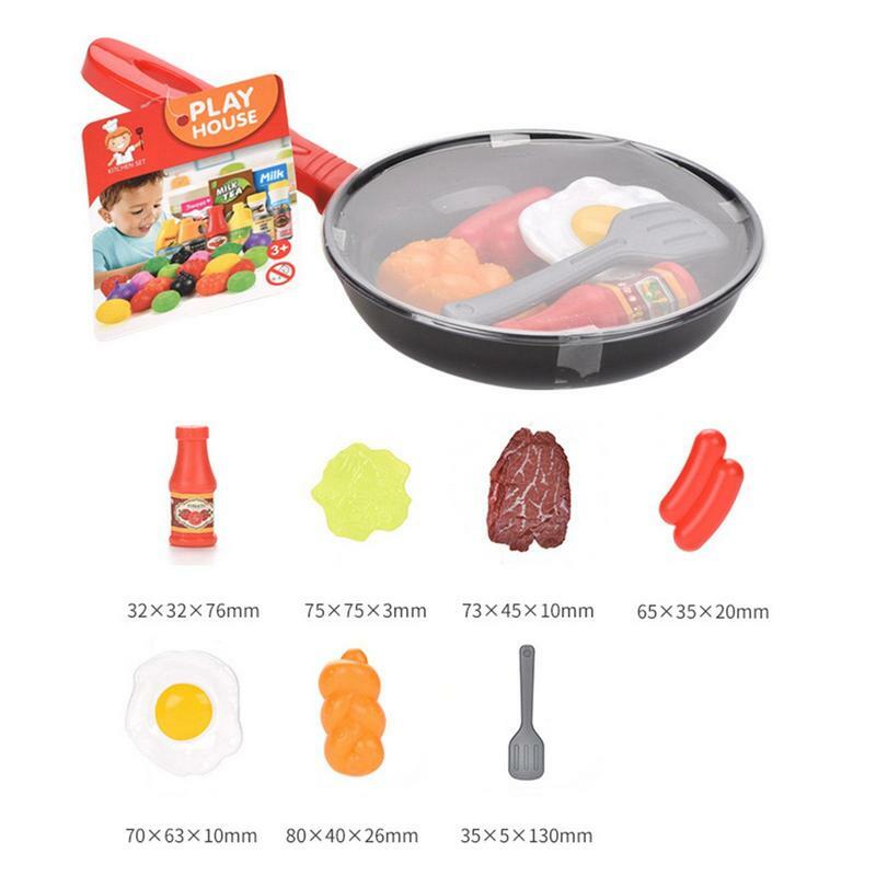 8PCS/Set Children Kitchen Food Toys Simulation Frying Pan Set With Vegetables Steak And Several Food For Both Girl And Boys
