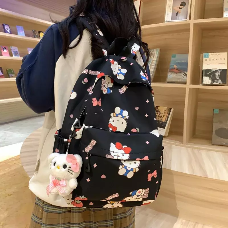 حقيبة ظهر مقاومة للماء من Hello Kitty ، موجة فرشاة للطلاب ، حقيبة مدرسية متعددة الاستخدامات من Sanrio ، جرافيتي للفتيات