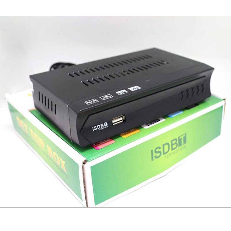 Receptor de TV digital com cabo de interface HDMI e RCA, TV Set Top Box para o Chile, ISDB-T, HD, terrestre, transmissão de vídeo, 1080p