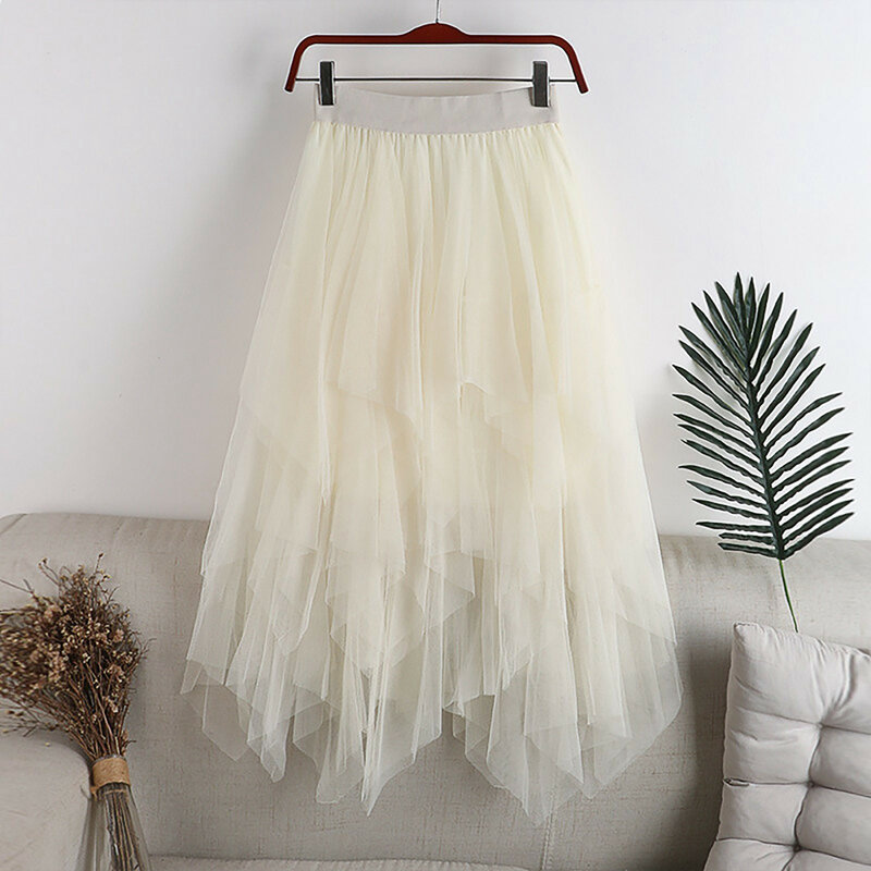 Женская элегантная сетчатая юбка градиентного цвета, Женская длинная юбка-макси из фатина, трапециевидная плиссированная юбка с высокой талией и звездным небом для танцев