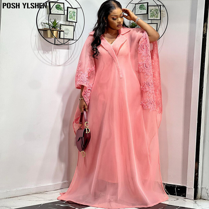 Plus Size Abaya African Dresses for Women 2024 New Traditional Nigeria Embroidery Caftan Dress Abaya Musulman Robe Femme Clothes
