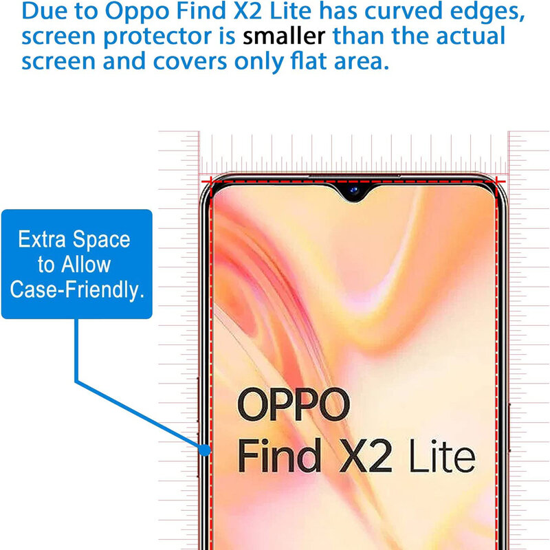Vidrio templado para OPPO Find X2 Lite, película protectora de pantalla, 2/4 Uds.