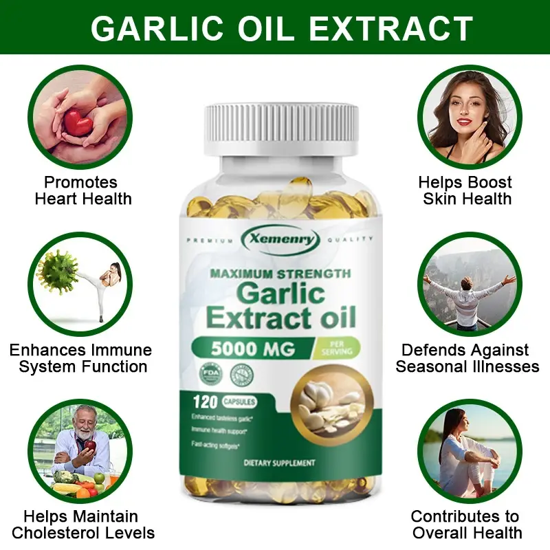 Garlic Oil Capsules Made in the USA - 120 Softgels
