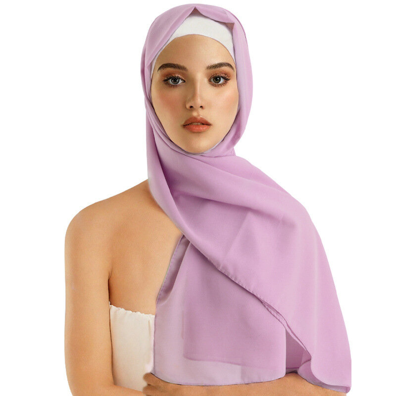 170*70Cm Bubble Parel Chiffon Sjaal Effen Sjaals Moslim Hijab Tulband Hoofddoek Bandana 'S Hoofdband Bufanda Foulard Turbante Mujer