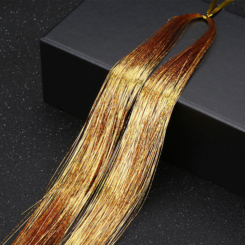 48inch Shiny Sparkle Hair Tinsel Straight Rainbow Colored Hair Extensions Dazzles Synthetic Hippie Women for Braiding Headdress