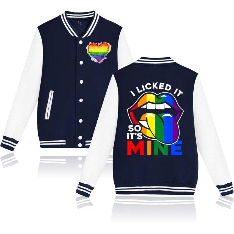 Крутая бейсбольная куртка I Licked It So It's Mine, ЛГБТ бейсбольная куртка Pride, осень/зима, модная Толстовка с длинным рукавом, пальто