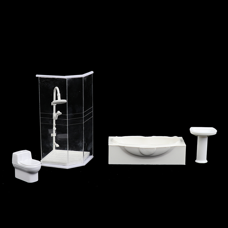 Puppenhaus Miniatur Bad Set Duschraum Toilette Badewanne Waschbecken Modell Spielzeug Mikro Bad Set Zubehör