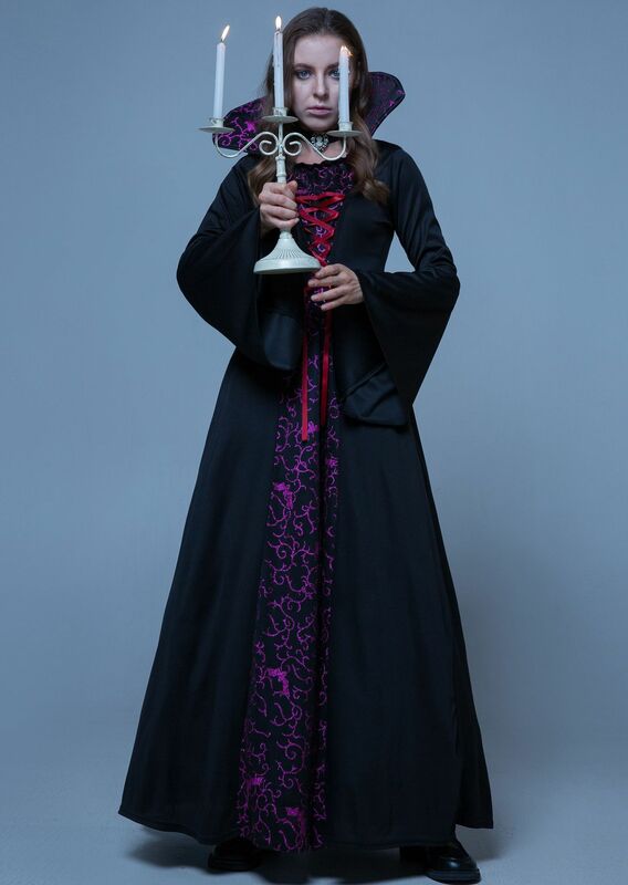 Abito da regina in Costume da vampiro gotico retrò della corte medievale di Halloween