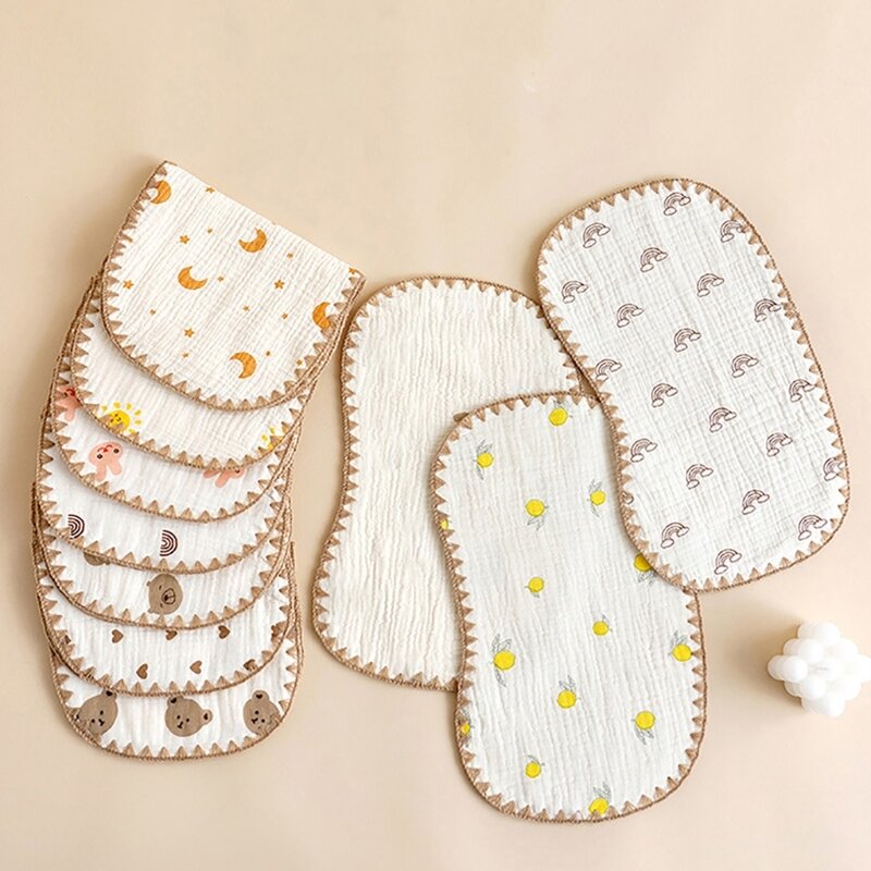 Newborns Baby Pillow Cartoon Print Flat Pillows Breathable Bed Stuff Cartoon Infants Saliva Towel for Toddlers