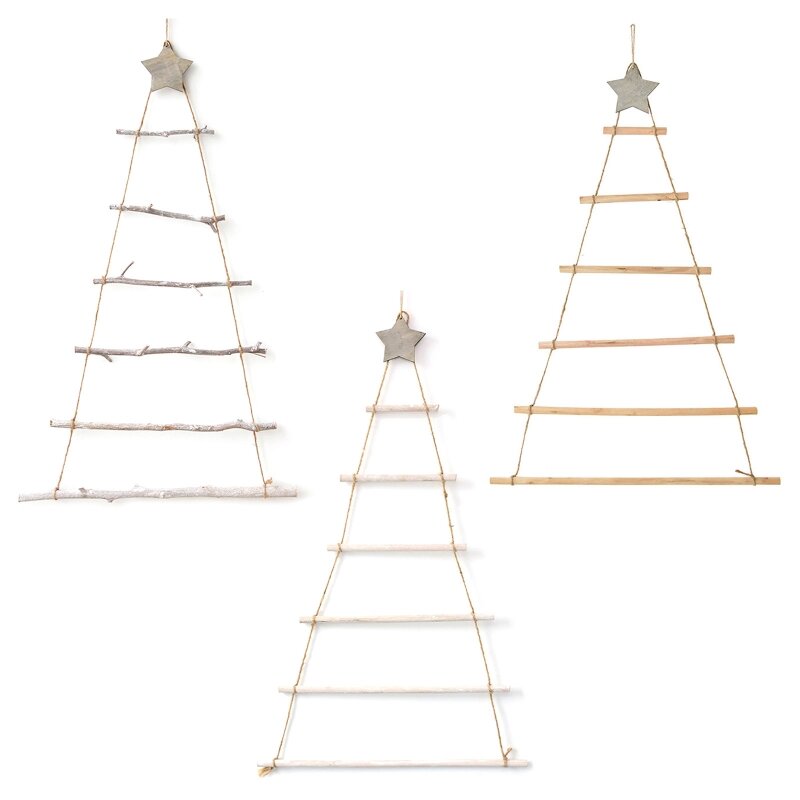 Деревянное украшение для рождественской елки со звездным топпером DIY Настенное украшение P15F