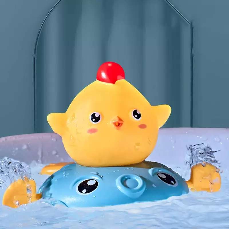 ของขวัญอ่างอาบน้ำของเล่นสำหรับเด็กปลาปักเป้าและลูกไก่หลากสีแบบโต้ตอบอ่างอาบน้ำของเล่นสำหรับทารก