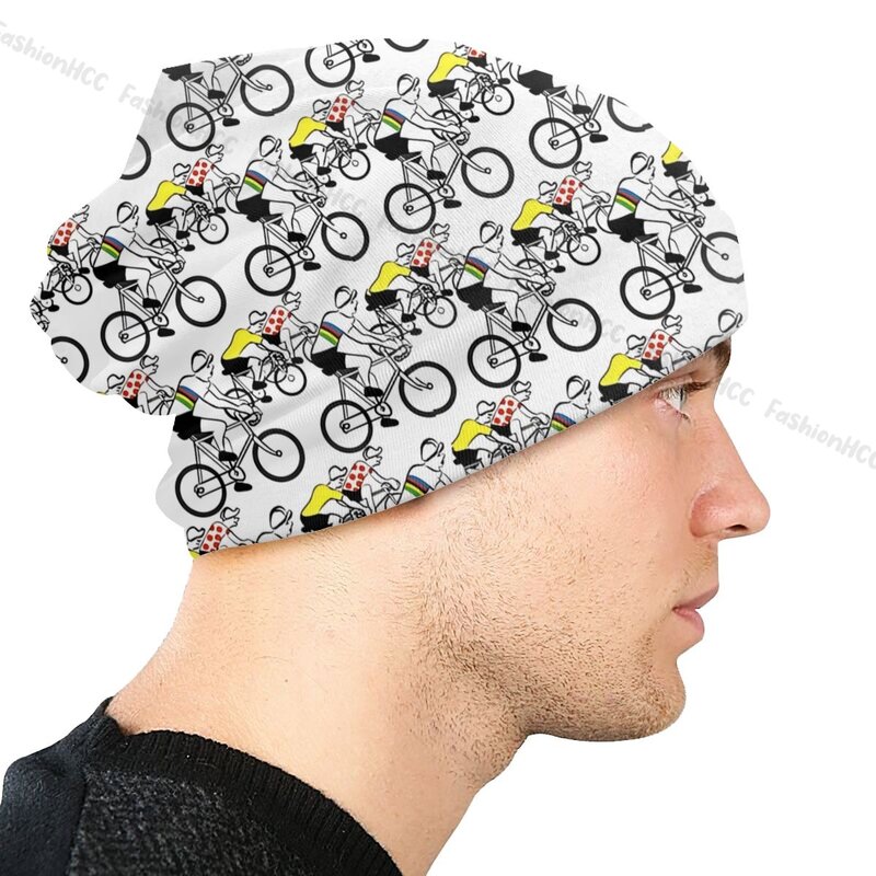 หมวกบีนนี่ลายกะโหลกสำหรับผู้ชายและผู้หญิงหมวกทรงฮิปสเตอร์มีฮู้ดเข้ารูปสำหรับขี่จักรยานแนววินเทจ