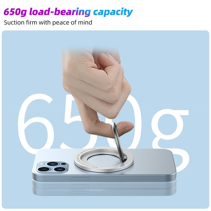 ANMONE Magnetic Cell Phone Ring Holder Compatible with iPhone 12 13 14 Series For MagSafe Removable Cell Phone Grip Kickstand