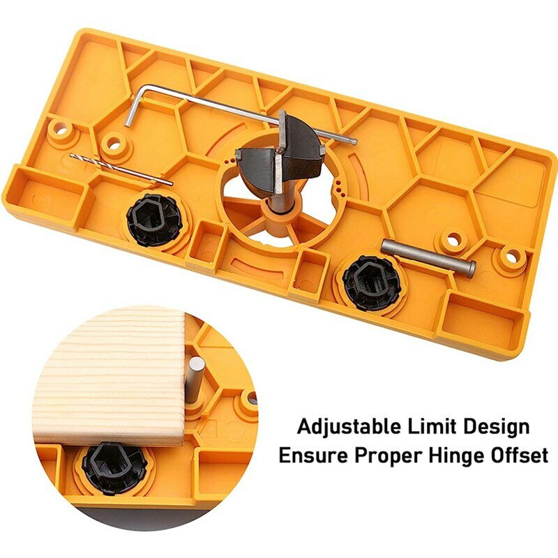 Carpintaria Dobradiça Buraco Jig Drill Guide Set, Armário para Gabinete, Instalação de porta, 35mm
