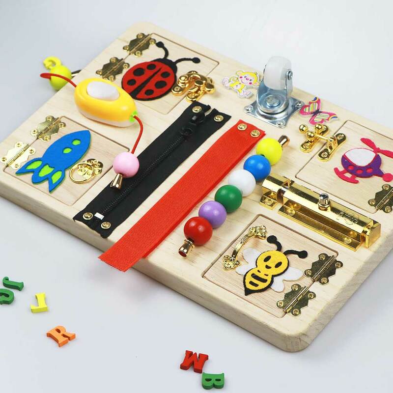 EDUBUSYIU dziecko zajęta deska montessori zabawka dla dzieci malucha diy elementy drewniana zabawka ruchliwe zabawki dla dzieci wczesna edukacja