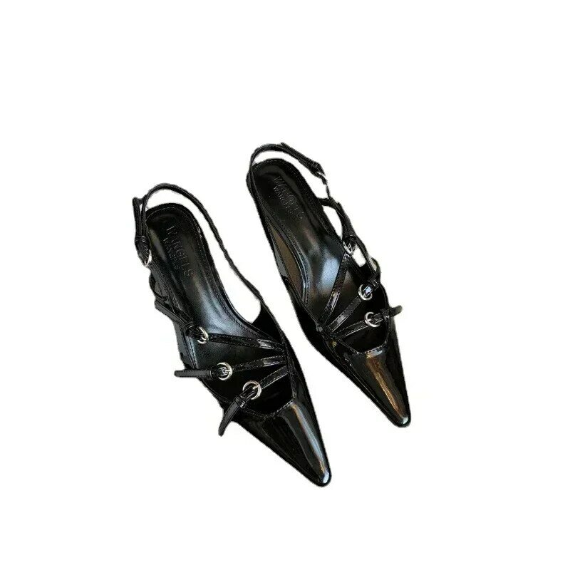 Zapatos de tacón alto Mary Jane para mujer, calzado de punta estrecha con hebilla, Stilettos