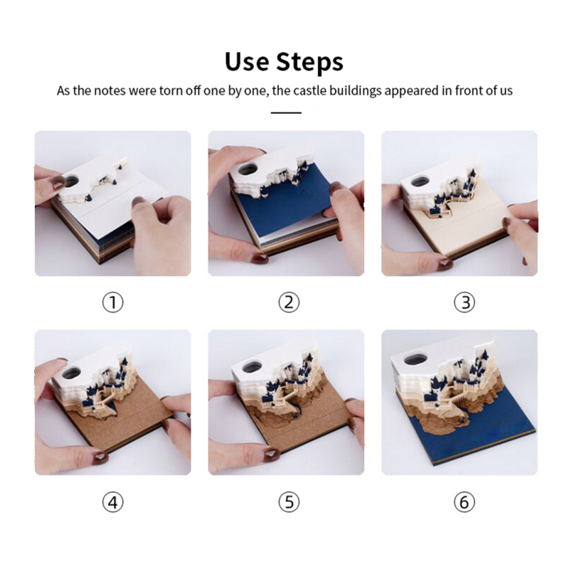 Omoshiroi Blok 160 Vel Mini Notepad Cubes Hary Ontwerp Kasteel 3D Memo Pads Sticky Note Scrapbooking Nieuwigheid Cadeau Voor Vriendje