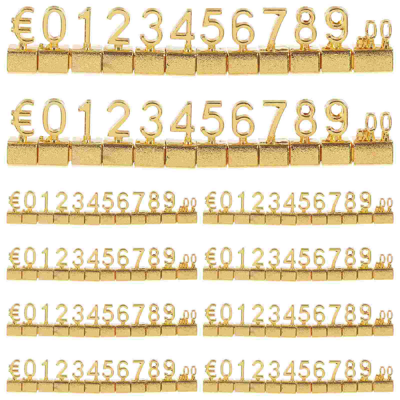 Etiquetas de cubo con letras y números, etiqueta de Metal con soporte ajustable, etiqueta de precios, tienda minorista, joyería (Euro)