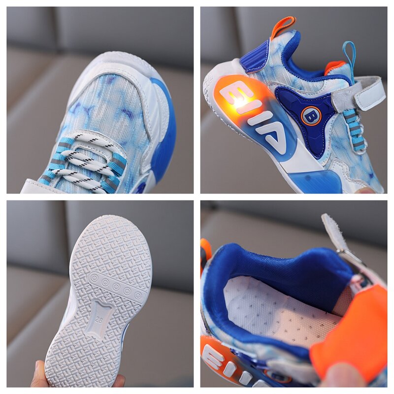 Scarpe sportive in rete traspirante luminosa per bambini neonati maschi ragazze nuova primavera incandescente LED Sneakers bambini scarpe da corsa leggere casuali