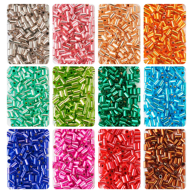 Tube Silver Lined Glass Round Bugle Beads 2~2.5mm Mix Color Baking Paint Seed Bead for Beading Bracelet Earrings Jewelry Making