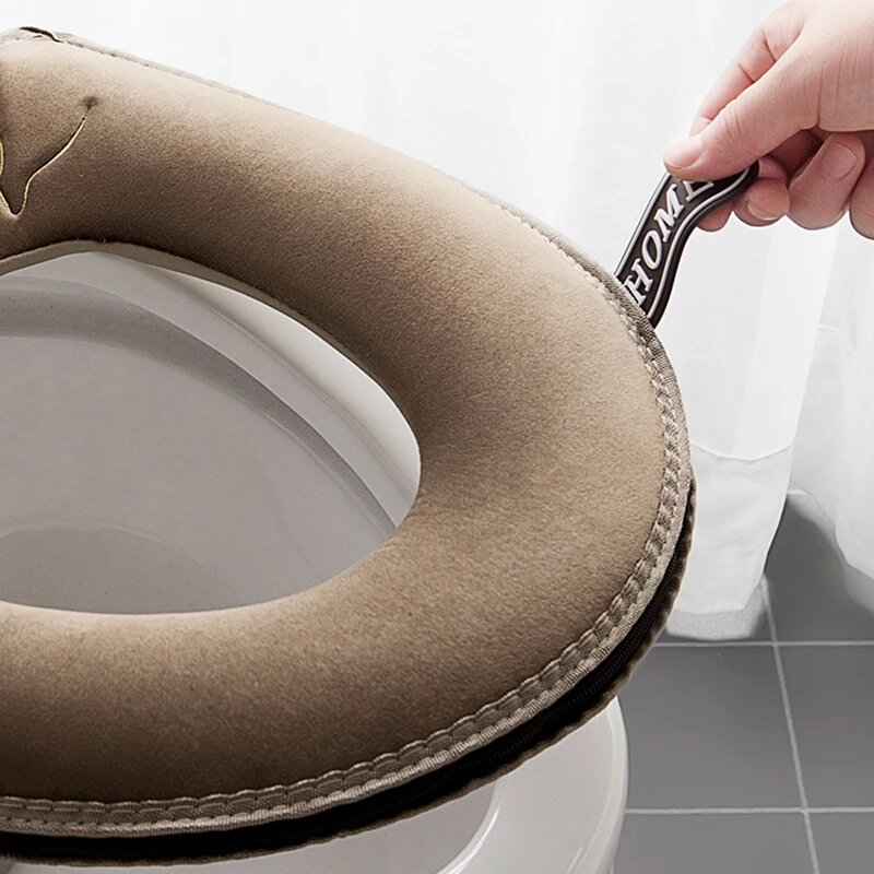 Penutup Toilet Duduk Universal Musim Dingin Hangat Lembut WC Tikar Kamar Mandi Dapat Dicuci Ritsleting Dapat Dilepas dengan Pisau Lipat Rumah Tangga Tahan Air