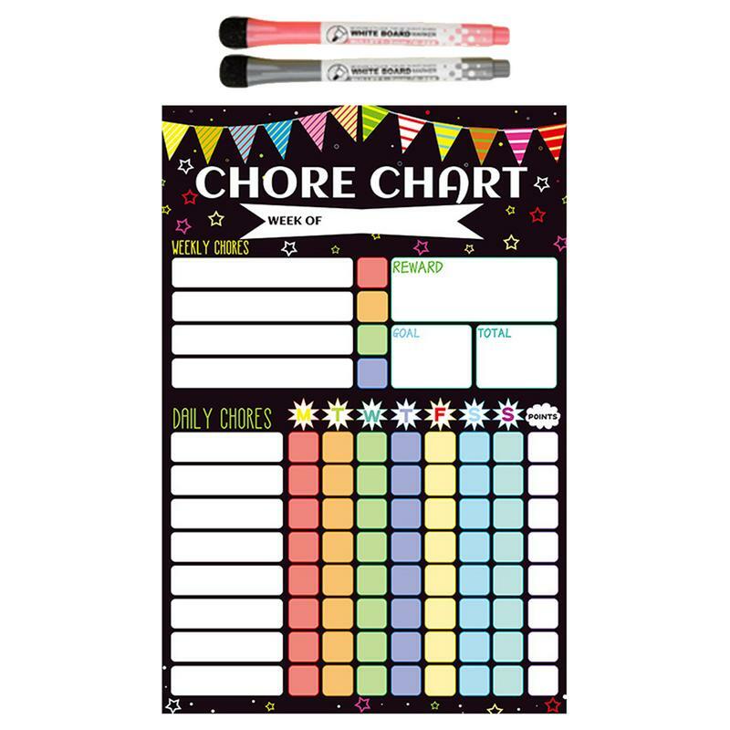 Dry Apagar Chore Chart with 2 Markers Calendar, Self-Profession Chart, Activity Planner Board, Escola e Escritório Acessórios