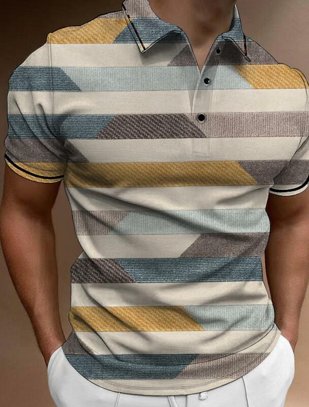 Polo boutonné à manches courtes pour hommes, t-shirt décontracté pour hommes, vêtements de golf de rue, mode estivale