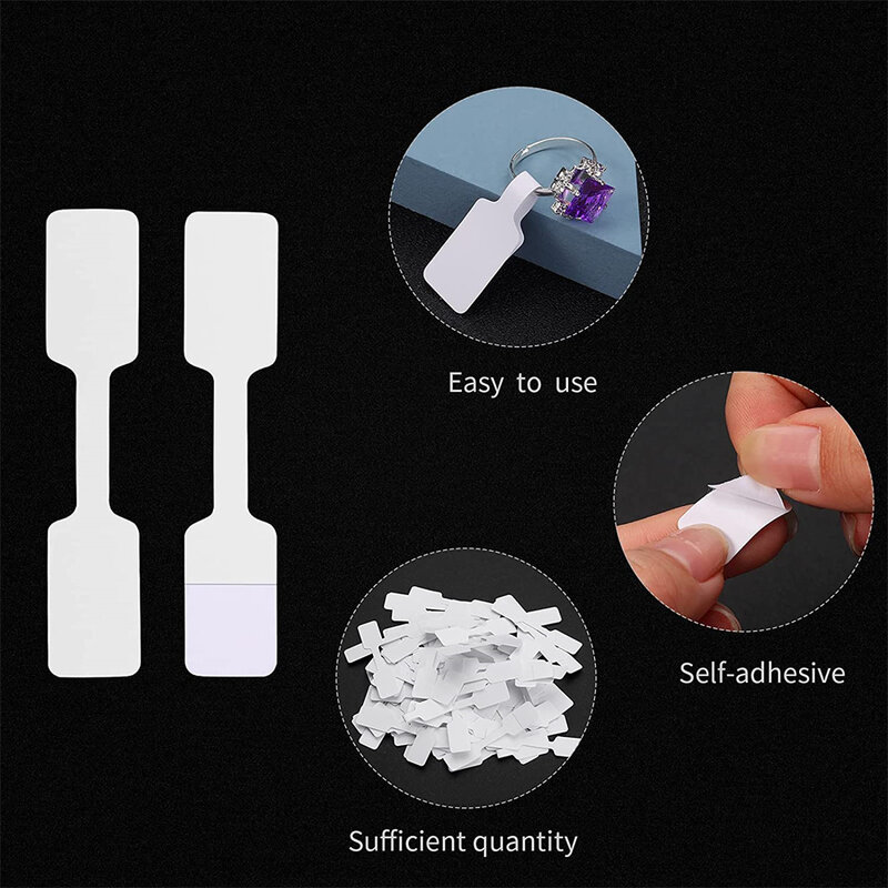500/100Pc Portable Jewelry Price Tag Self Adhesive Barbell Stickers DIY Necklace Ring Display Identification Exhibitor Packaging