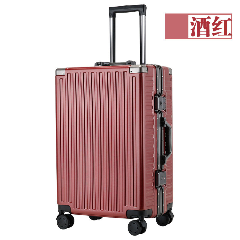 PLUENLI Luggage Trolley Case Men's Anti-Fall Boarding Password Suitcase New Dry Luggage and Suitcase Aluminum Alloy Leather